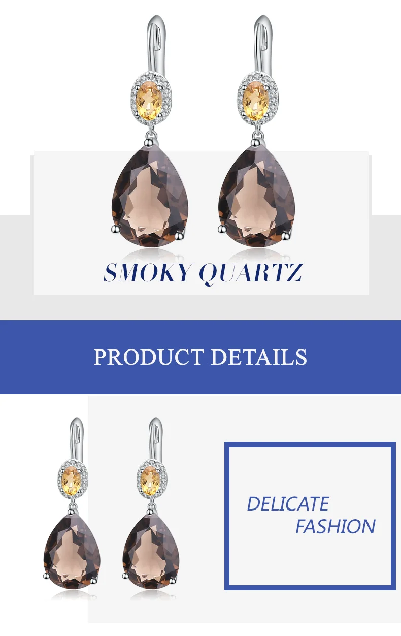 Gem's Ballet 10.44Ct Натуральный дымчатый кварц желтые цитриновые серьги 925 Висячие серьги из серебра 925 пробы для женщин Git Fine Jewelry