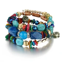 vintage multilayer tassel bracelets for women bohemian resin stone bead bracelet femme pulsera ethnic jewelry presents wholesale