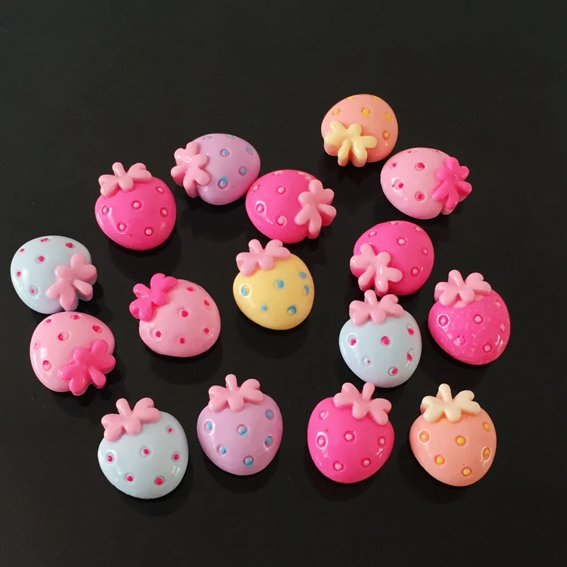 DIY13mm*15mm mixed color diy Christmas strawberry candy phone flat back craft paste button-200PCS/lot-S545*5 | Дом и сад