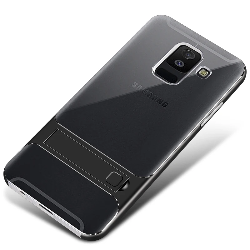 Гибридный чехол для samsung Galaxy A6 A6Plus роскошный мягкий силикон+ PC с подставкой защитная задняя крышка для samsung a6 plus