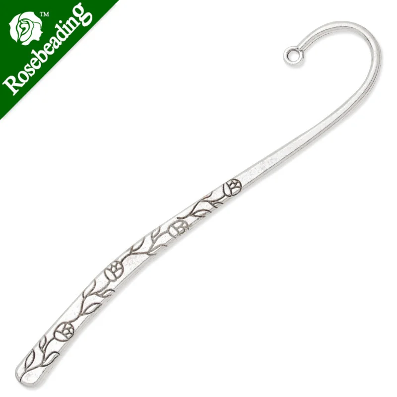

23x120mm Antique Silver Bookmark hook,simple flower,10pcs/lot-C4720