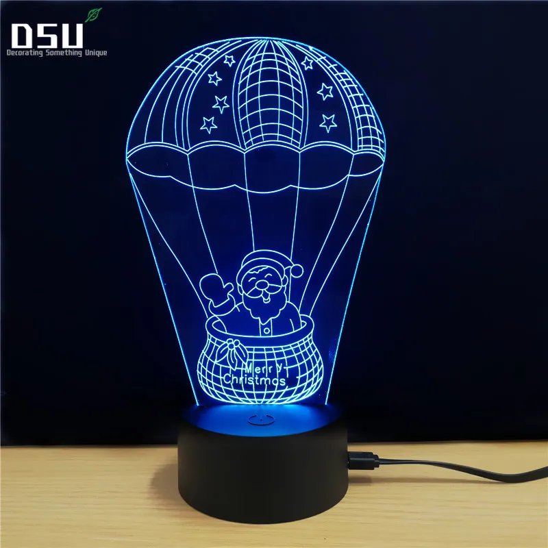 Санта Клаус воздушный шар 3D сенсорный настольные лампы питание от USB 7 Меняющие