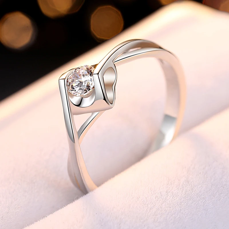 1ct 30 центов предложение кольцо для женщин Любовник невеста один AAA циркон камень романтическое кольцо ювелирные изделия Подлинная кольцо из стерлингового серебра 925