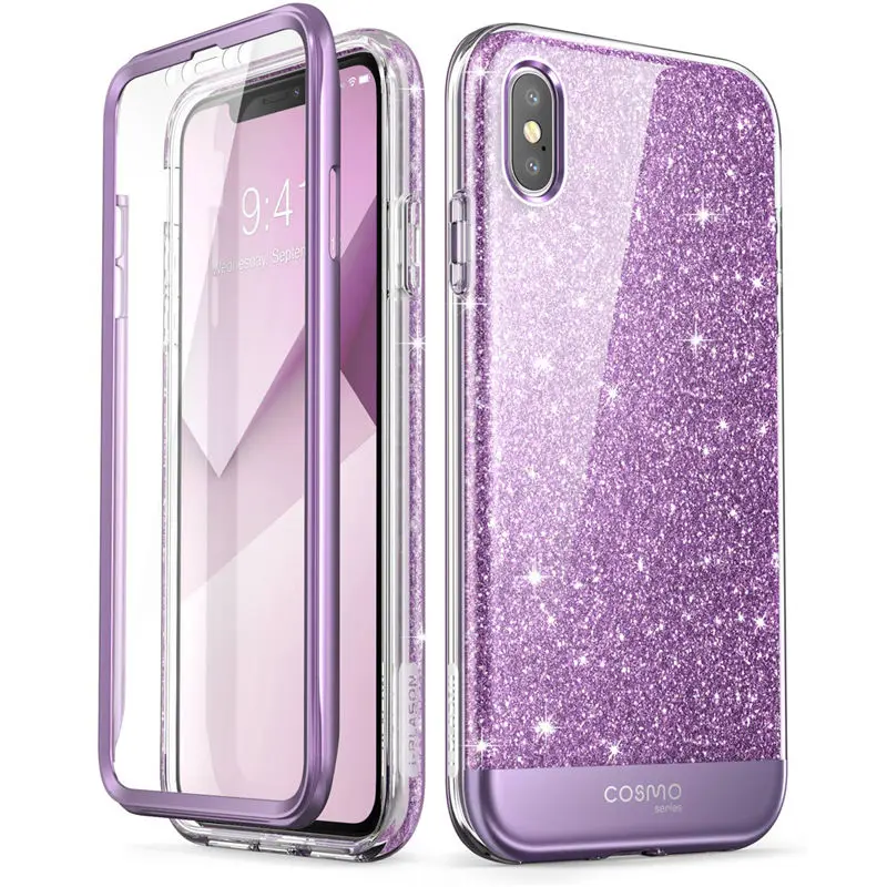 Чехол i-Blason для iPhone X Xs 5," Cosmo Series полный корпус блестящий Мраморный бампер чехол со встроенной защитой экрана