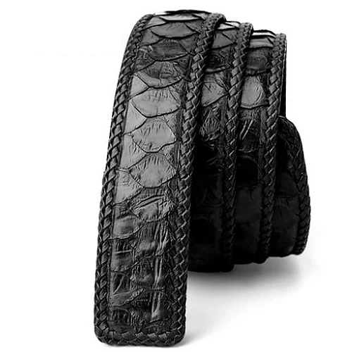 6349A2Black Роскошный мужской ремень из натуральной кожи, ремни для мужчин, высокое качество, змеиные ремни, без пряжки, кожа питона, поясной ремень, мужские ceinture - Цвет: 6349A2Black