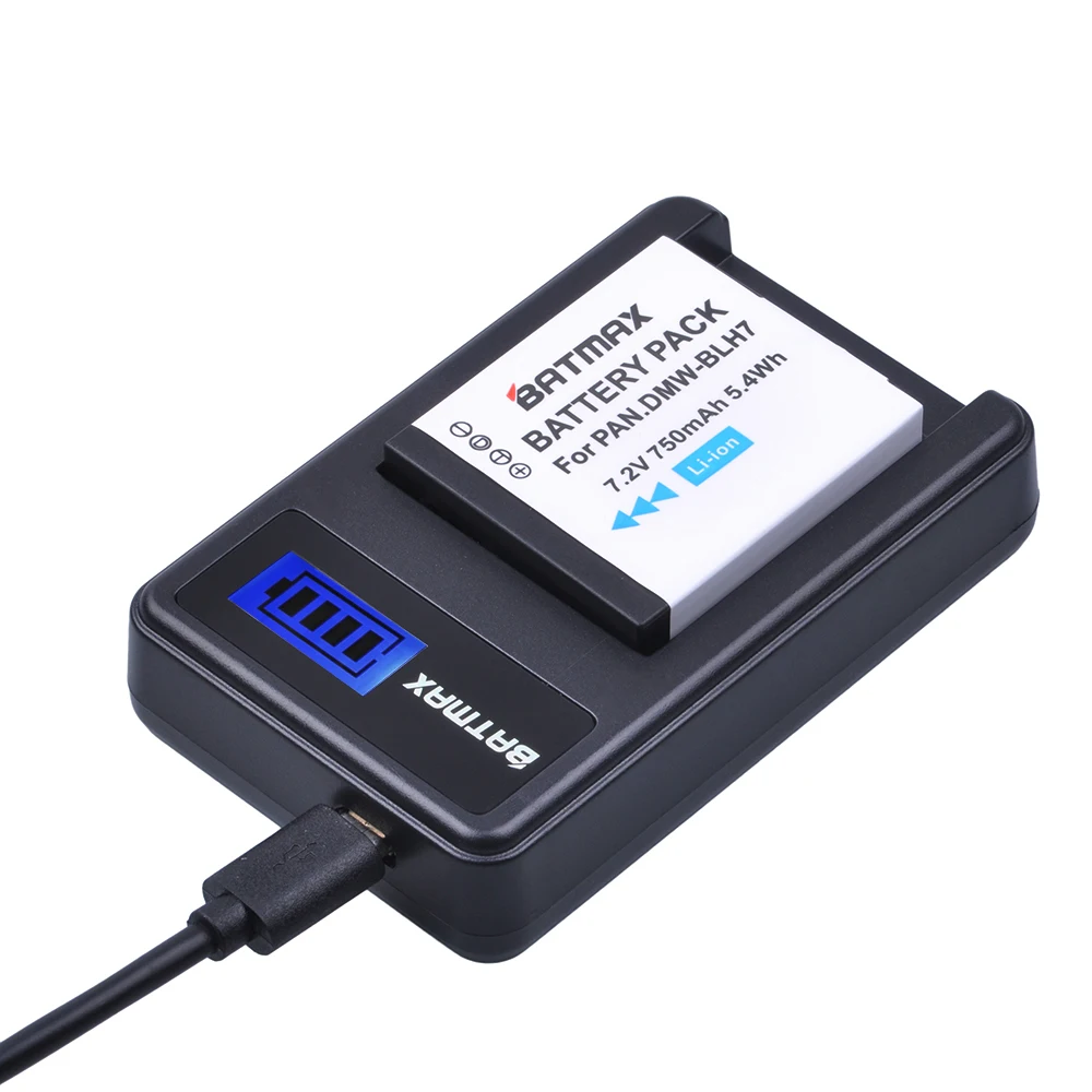 Batmax 2 шт. DMW BLH7 BLH7PP батарея + ЖК зарядное устройство USB для Panasonic Lumix BLH7E GM1 DMC GM5 GF7