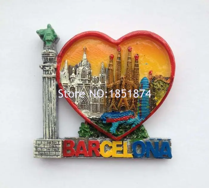 Barcelona Gecko Guitar Building 3D Resin Fridge Magnets Spain Tourism Souvenirs Collection Refrigerator Magnetic Stickers | Дом и сад