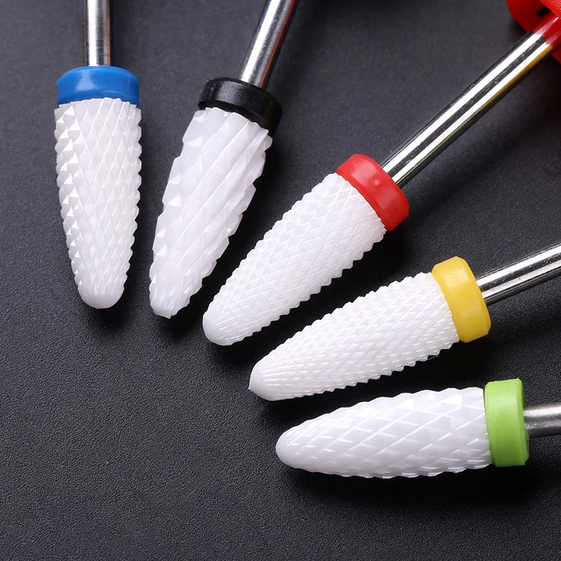 Blueness 5 Type 3/32 &quot Ceramic Grind Head Nail Drill Bits Manicure Machine Accessories Rotary Electric Cutter Art Tools | Красота и