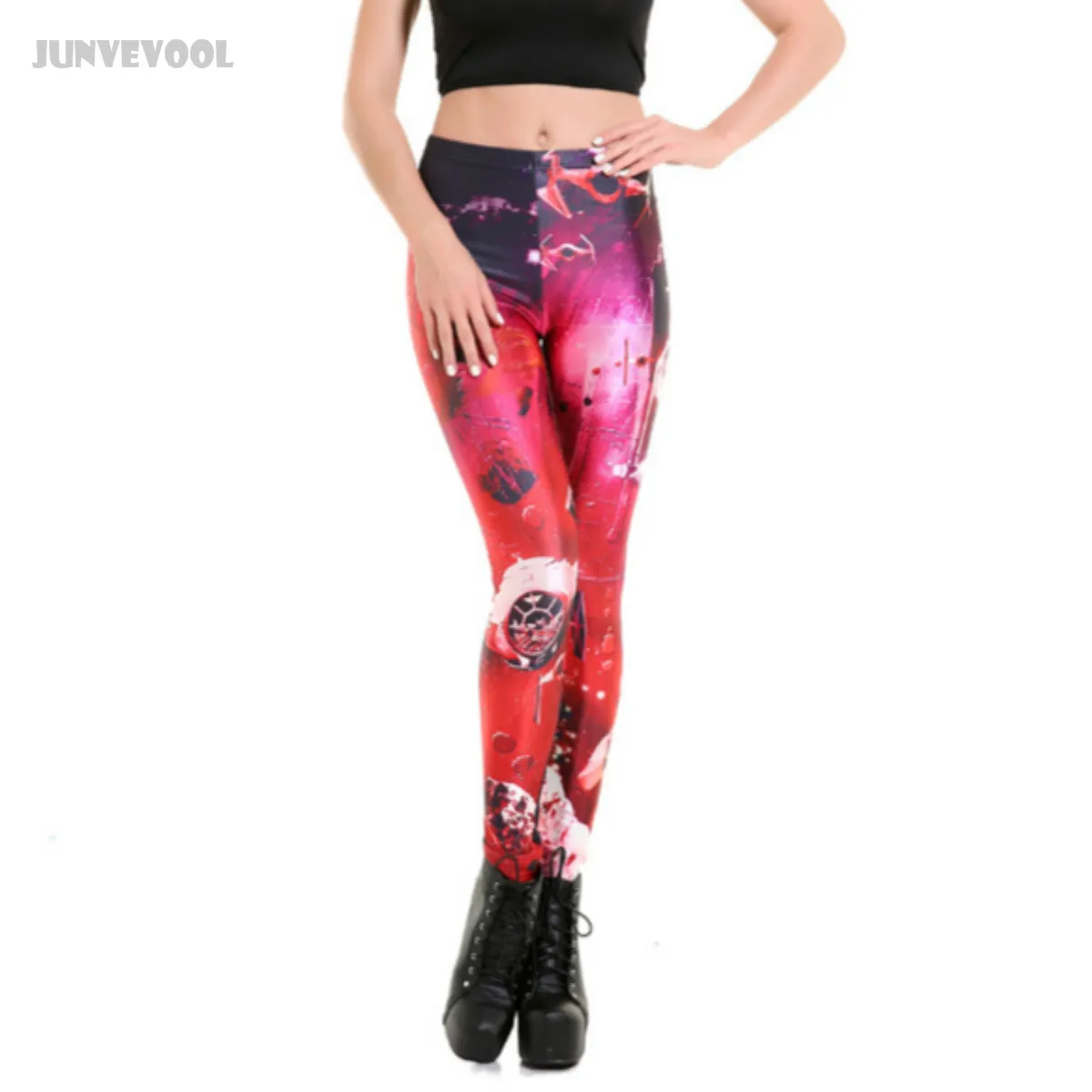 Робот Леггинсы для женщин красные штаны Для Мода Galaxy цифровой печатный Капри