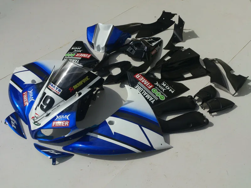 Комплект обтекателей под давлением для YAMAHA YZFR1 09 10 11 12 YZF R1 YZF1000 2009 2010 2012 Белый Синий