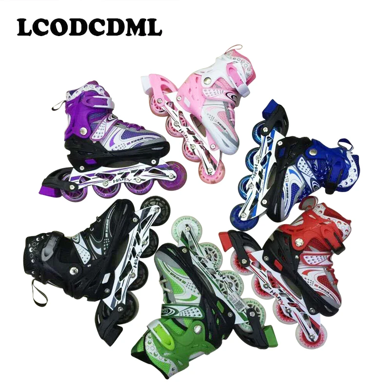 Взрослый Детский одиночный рядовой ролик коньки ПВХ 4 колеса мигает Спорт на