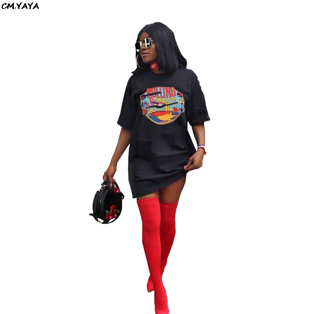 Женское мини-платье с круглым вырезом и буквенным принтом Повседневное