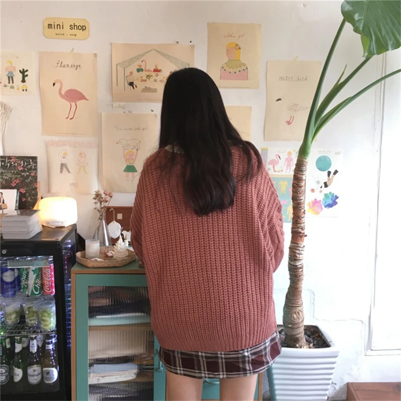 Женский трикотажный кардиган с V образным вырезом и длинным рукавом|sweater top|warm