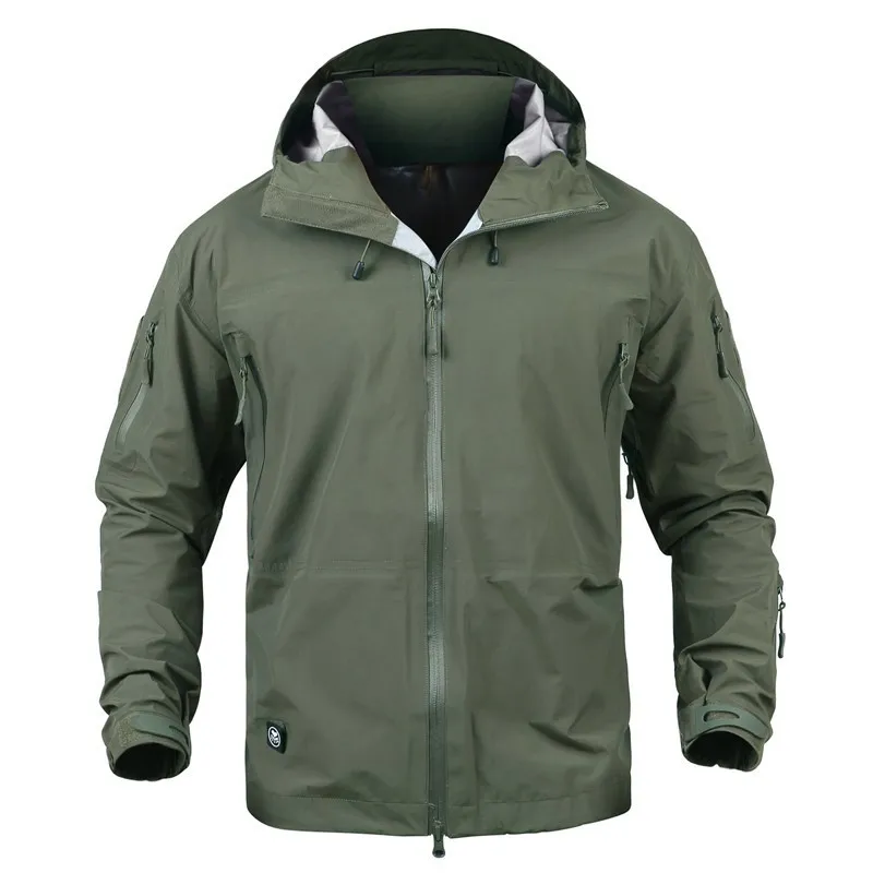 Army Green Мужская Уличная толстовка с капюшоном, жесткая оболочка, походная куртка, военная тактическая спортивная куртка, мульти-карман, рип-стоп, ветровка, куртки - Цвет: Army Green