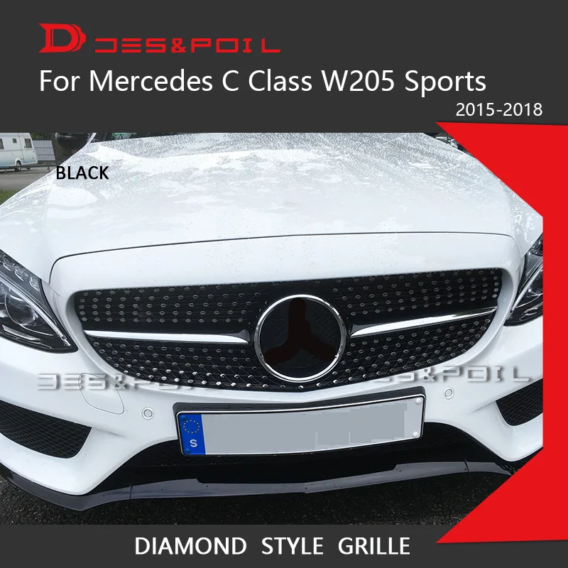 Для Mercedes Benz C Class W205 Алмазная решетка авто передний бампер гоночный гриль спортивная модель только- C180 C200 C220 C250 C43