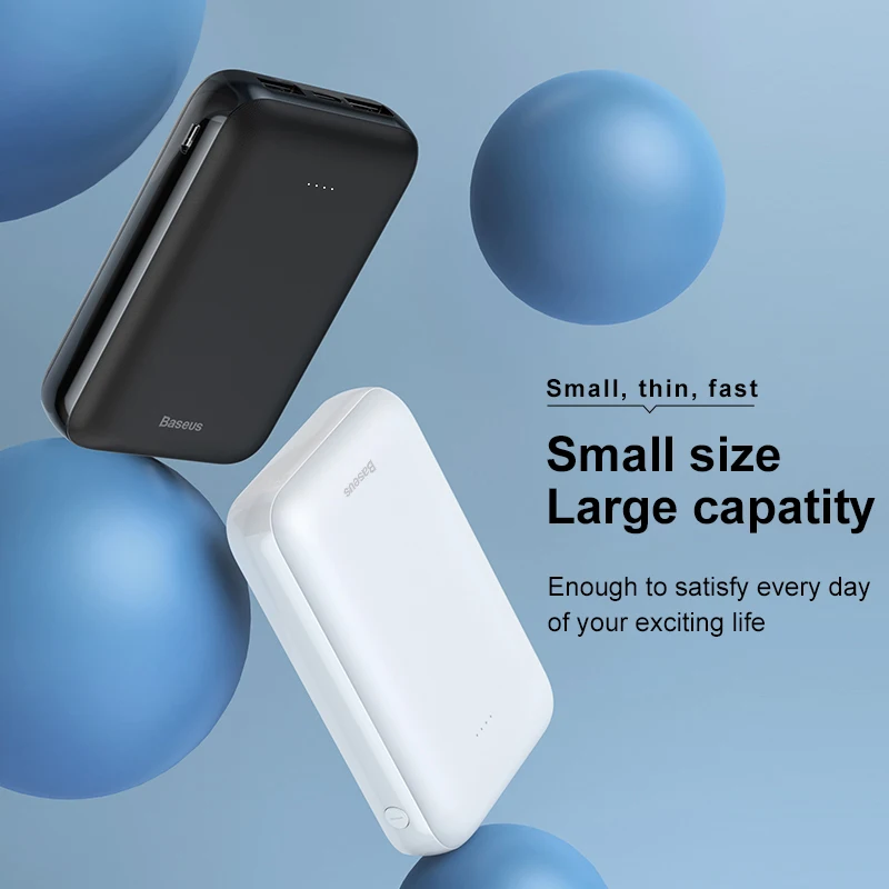 Baseus Mini, 10000 мА/ч, Дополнительный внешний аккумулятор для Xiaomi, huawei, samsung, iPhone, портативный внешний аккумулятор с двумя usb-портами, зарядное устройство