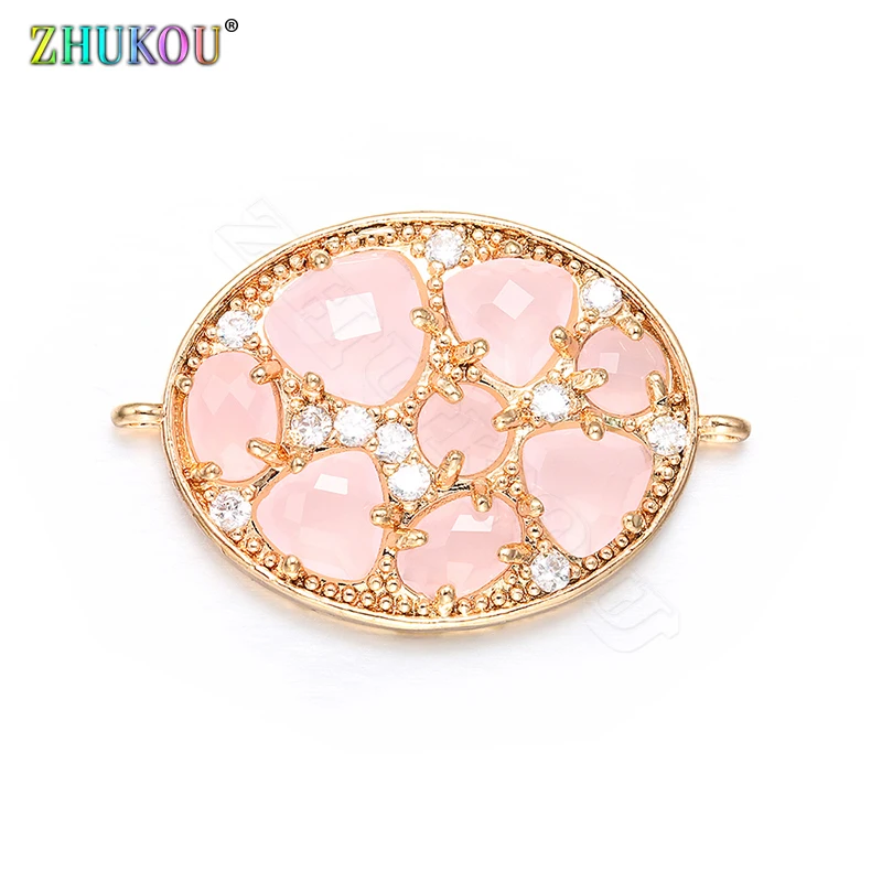 

ZHUKOU 2019 New Oval DIY Crystal Jewelry Connector handmade Sparkling Diamonds necklace Jewelry Connector for women