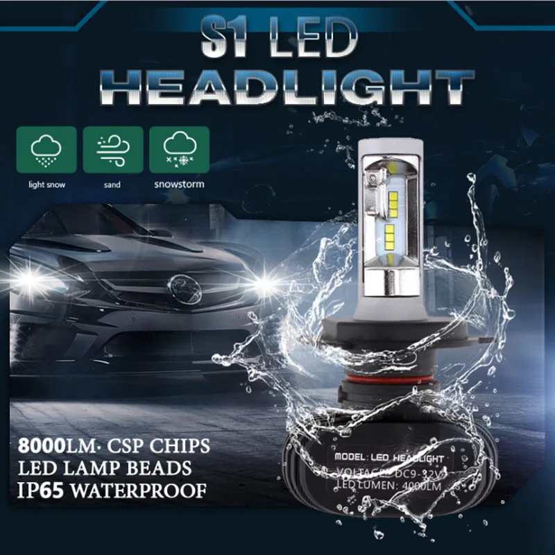 2 шт. 9005 HB3 9006 HB4 H11 H4 H7 Led H1 Автомобильная фара S1 50 Вт 8000LM 6500 к автомобильная лампа все