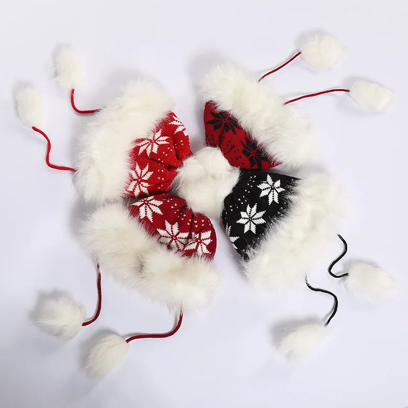 Зимняя шапка ушанка с Кленовым листом вязаная бомбер для женщин и девочек