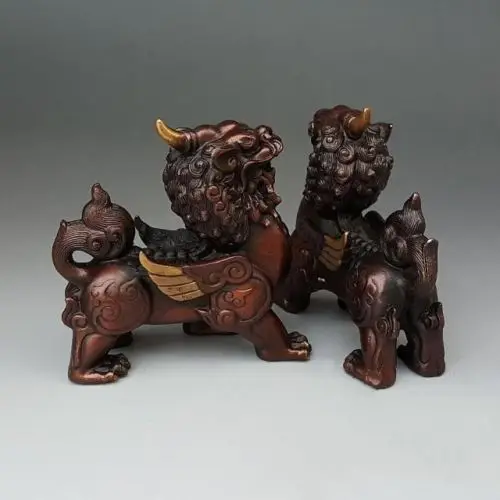 Фолк фэншуй медный Дракон Единорог чудовище пиксиу смелые войска Статуя Пара |