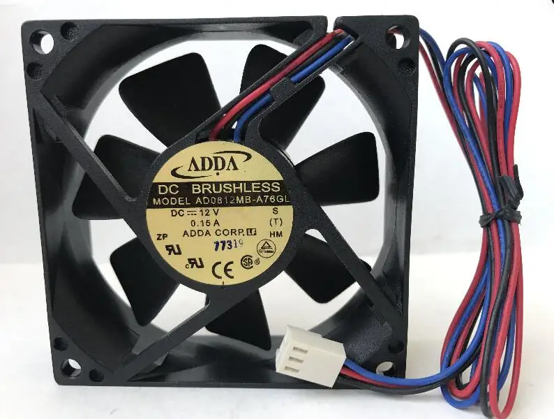 Новый оригинальный трехпроводной скоростной вентилятор ADDA AD0812MB A76GL 80*80*25 12 в 0 15