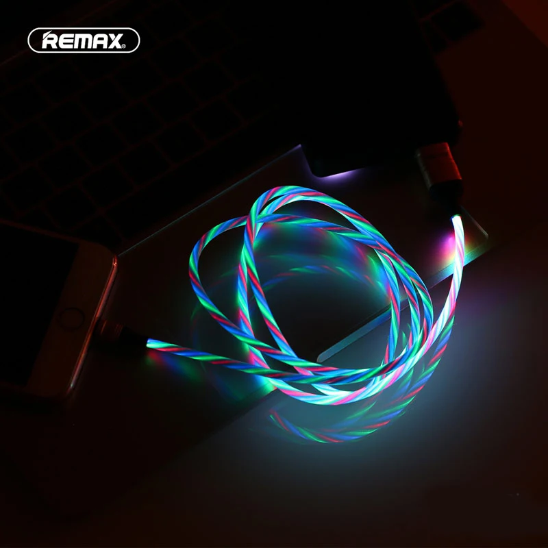 Remax светодиодный светящийся USB кабель 2.1A кабель для быстрой зарядки для iPhone Xs max XR X 8 7 6 8s 7s 6s plus 5S шнур для зарядки