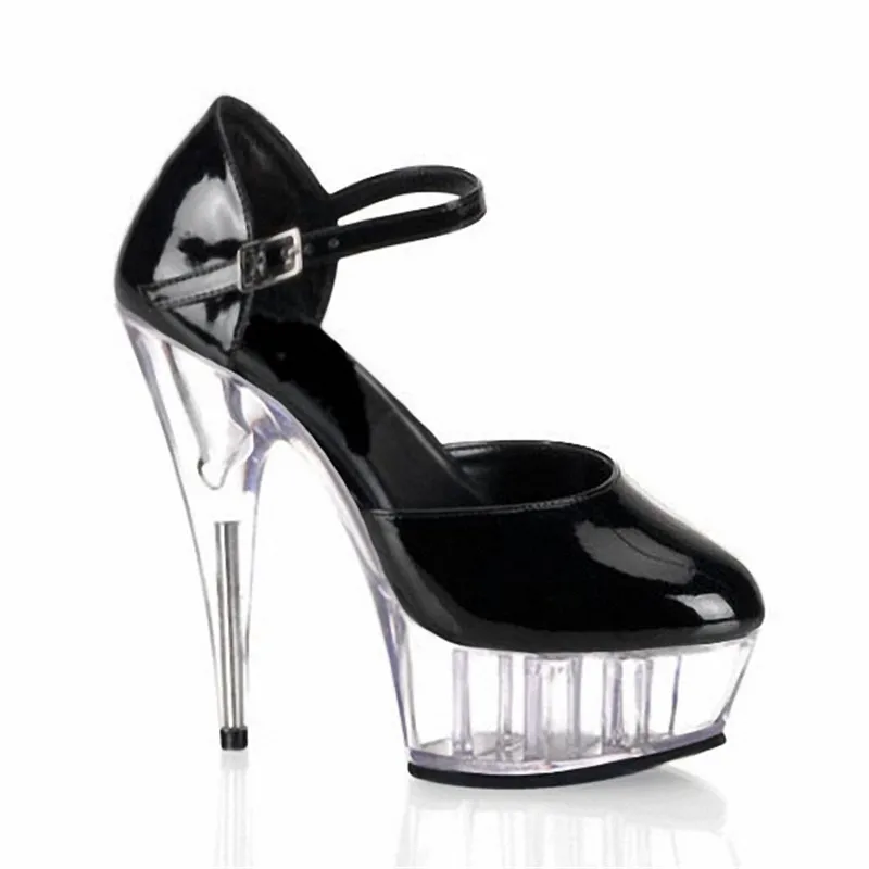 15cm high-heeled sandals, fine transparent soles for the main banquet using crystal shoes, pole dancing performance shoes