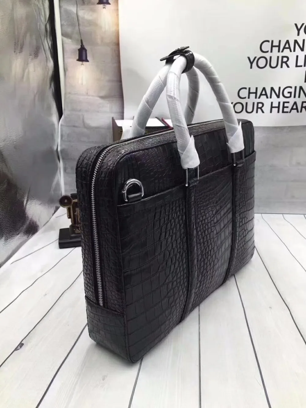 Подлинный портфель для ноутбука из крокодиловой кожи деловой кошелек сумка