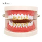 Декоративные коронки для зубов LuReen, капельки под золото в форме капельки для верхних и нижних зубов в стиле хип-хоп, вечерние ювелирные изделия для косплея