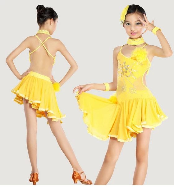 Костюм для выступления на сцене черно желтый Модный костюм латинских танцев