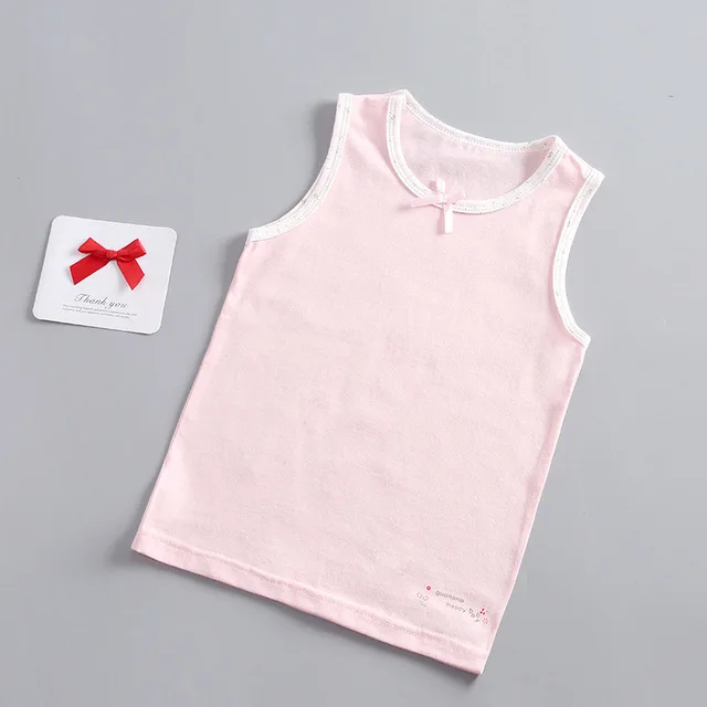 Pink vest Девочки майки хлопок o-образным вырезом слинг базовый цвет дна цветок мягкий обтяжку Девушки эксцентричная одежда рубашка - Цвет: Pink vest