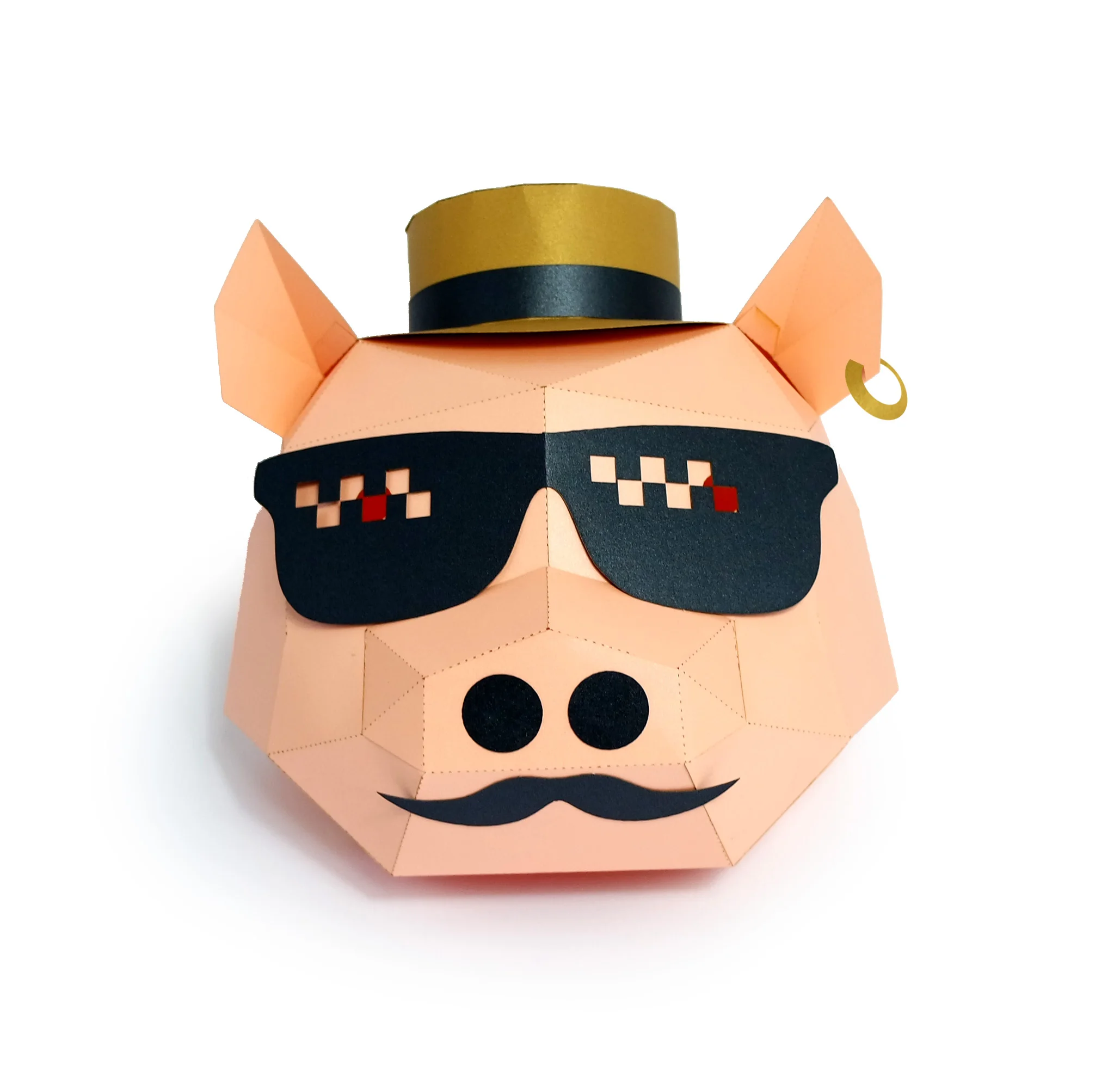 

3D Paper Mask Fashion Sunglass Fashion Pig Animal Costume Cosplay DIY Paper Craft Model Mask Christmas Halloween Prom Party Gift