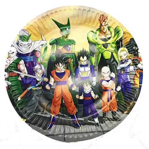 Paper Plate x10 Гоку вечерние Dragon Ball Globos товары для вечеринки, дня рожденья пакет пластин салфетки для стаканчиков покрытие стола шары торт Топпер детские игрушки - Цвет: Paper Plate x10