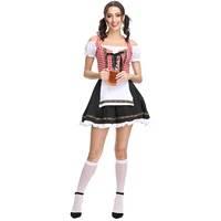 ladies fashion plaid oktoberfest beer girl costume female german bavarian festival beer maid cosplay carnival party fancy dress