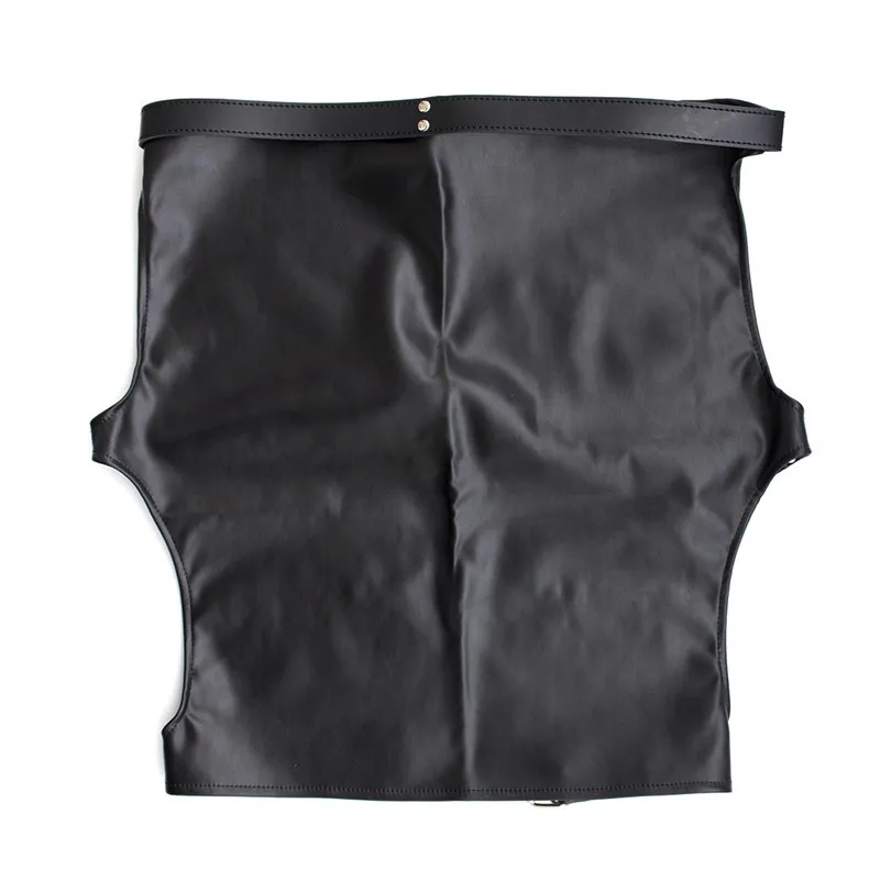 Мягкий черный кожаный подвергать зад костюм бандаж росы пердеть короткая юбка