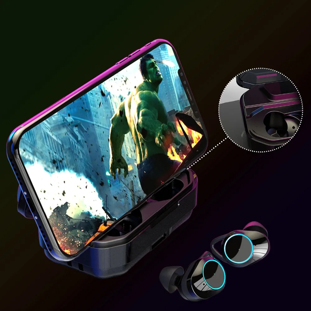 TWS 5,0 Bluetooth 6D стерео наушники беспроводные наушники IPX7 водонепроницаемые наушники 3300 мАч светодиодный умный внешний аккумулятор держатель для телефона