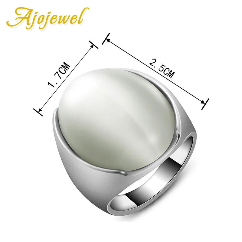 Ajojewel Размер 7-10 одиночные большие белые опаловые каменные кольца на палец, мужские и женские модные ювелирные изделия оптом