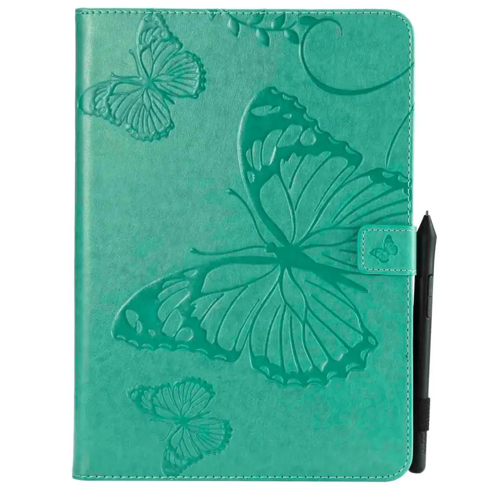 green Для Coque iPad 9,7 Чехол элегантный бабочка кожаный бумажник Folio Kickstand чехол для iPad 9,7 дюймов слот для карт планшета - Цвет: green