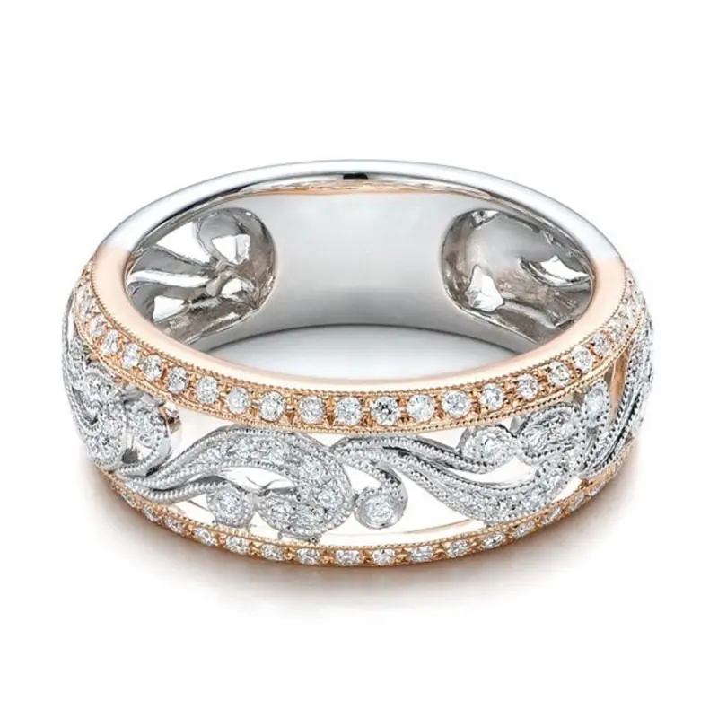 

Huitan Classic Two-Tone Women Ring Pretty Pattern Design Ring Micro Paved Round Fortunate Lucky Cloud Fashionable Ring Wholesale