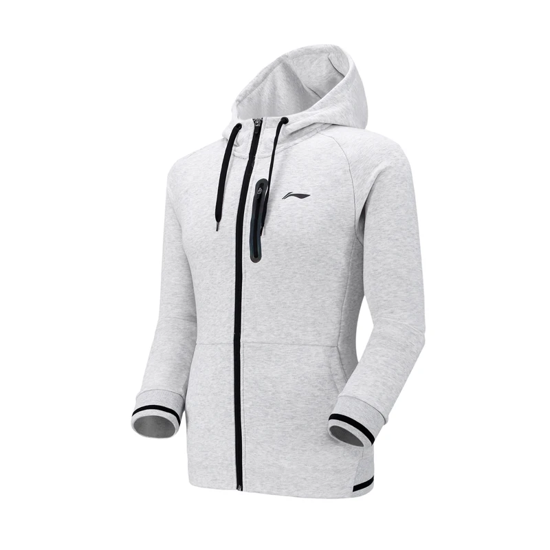 Li-Ning, Мужская серия бадминтон, худи, обычная посадка, на молнии, флис, 65% хлопок, 35% полиэстер, подкладка, спортивная куртка с капюшоном, AWDN945 MWW1522 - Цвет: AWDN945-2H