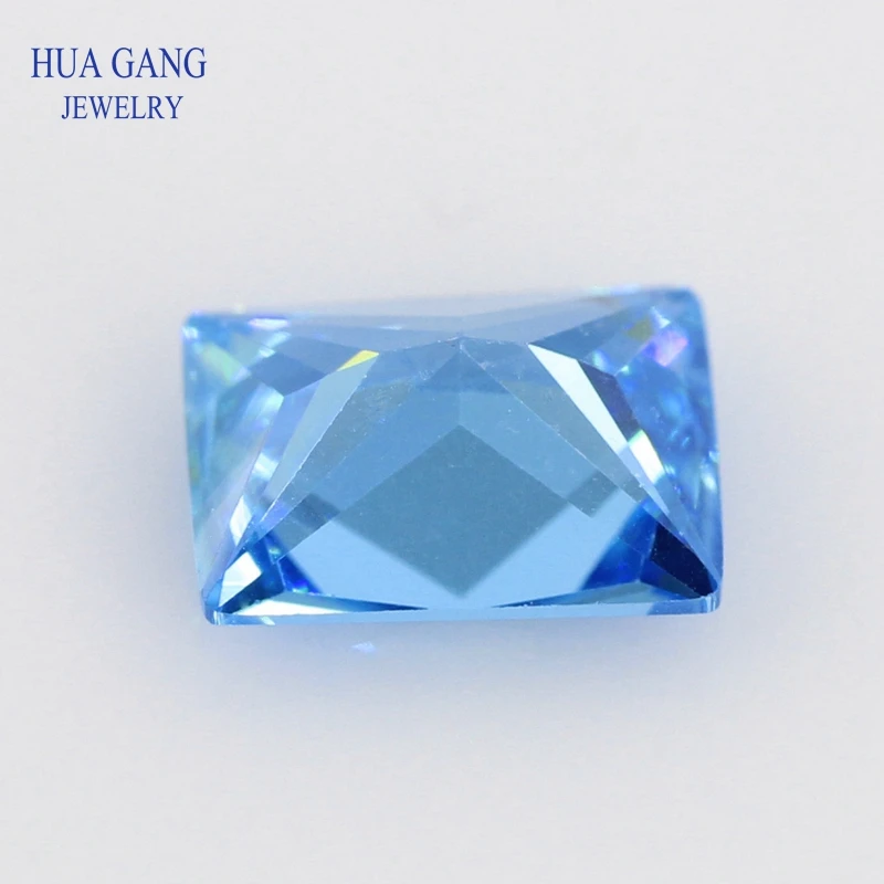 5A морской синий прямоугольный камень CZ синтетические драгоценные камни