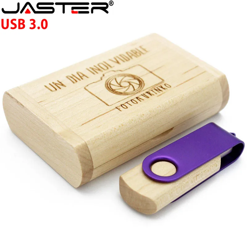 JASTER деревянный металлический вращающийся USB3.0 с коробкой usb флеш-накопитель карта