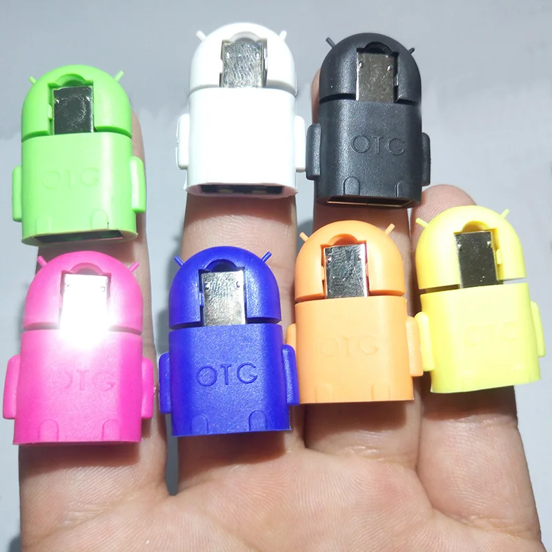Оптовая продажа Портативный многоцветный робот формы Android Micro USB к конвертер OTG