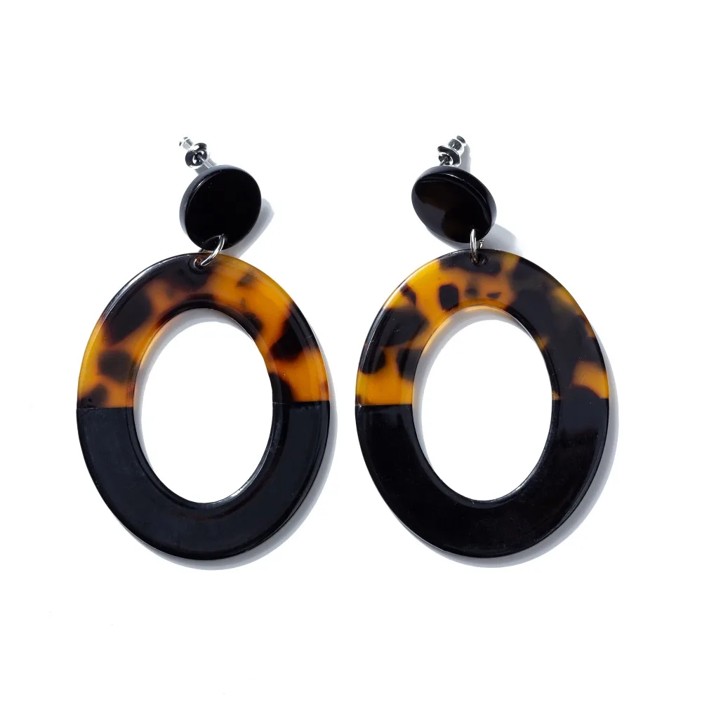 

Acetate French design Geometric Print Drop Dangle Round 5cm Tortoise Shell Luxury Acrylic earrings