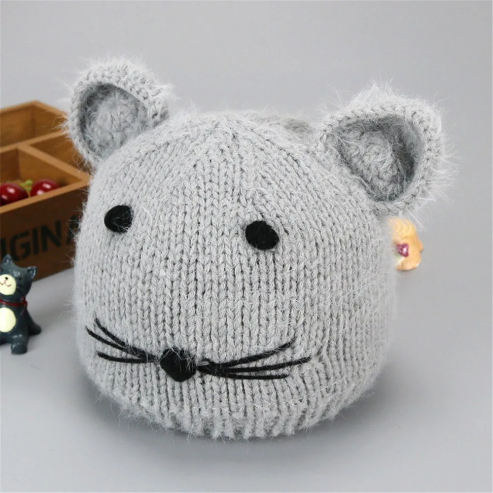 Baby Winter Hat Cartoon Toddler Girls Boys Embroidered Wool Cap Warm Knit Caps Photography Accessories Suit For 1-6T Kids | Детская