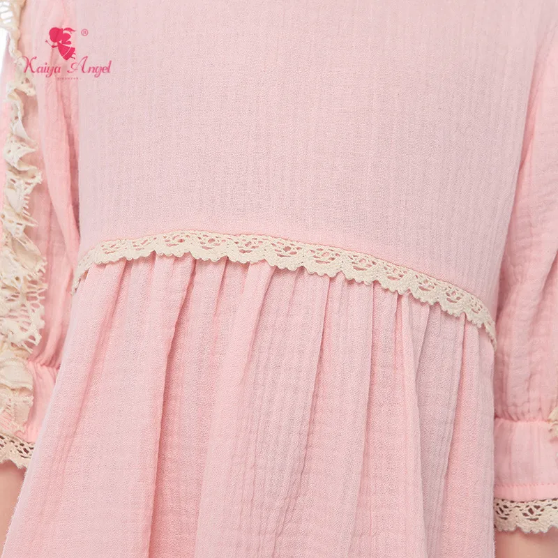 Kaiya Angel 2019 New Summer Baby Girl Dress Lace Ruched Knee length Pink Cute Style Middle Sleeve More Order Less Price Wholesal | Детская