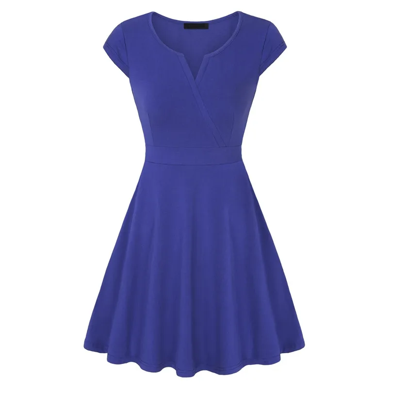 Timeson элегантный v-образным вырезом Ретро Винтаж платье короткий рукав