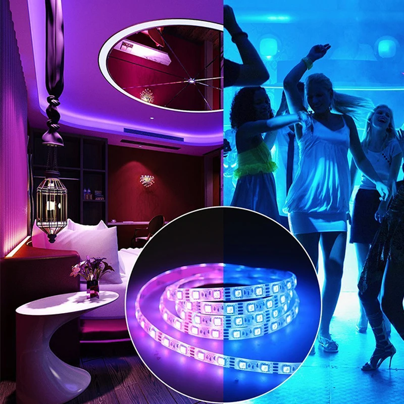 Светодиодная ленсветильник SMD 5050 RGB 5 м не водонепроницаемая 12 В 24 300