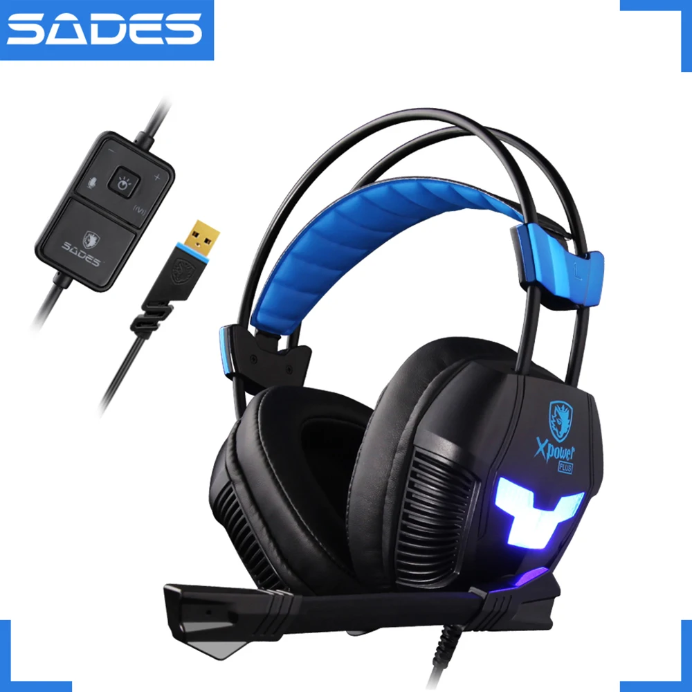 Проводная гарнитура SADES XPOWER PLUS с голосовым управлением стереозвук вибрация