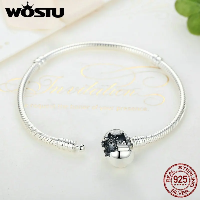 

Luxury 100% 925 Sterling Silver Sparkling Heart Snake Chain Fit Original Beads Charm Bracelet & Bangle For Women Fine Jewelry